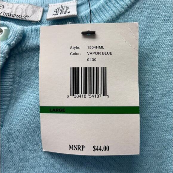 Luxe By Designers Originals Vapor Blue Cardigan & Tank Set Size L 100% Acrylic W - Picture 8 of 10